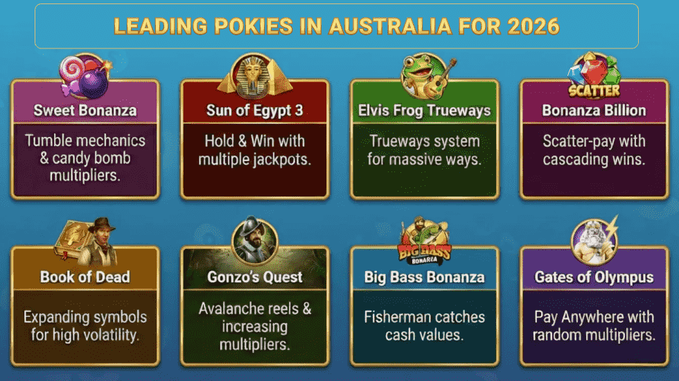 Top pokies in Australia 2026 and their main features